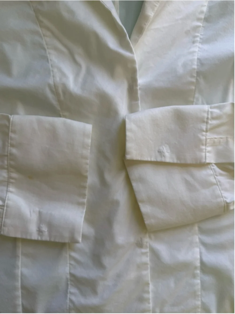 Akris Ivory Snap Front Stretch Cotton Blouse Shirt Size M Minimalist Business
